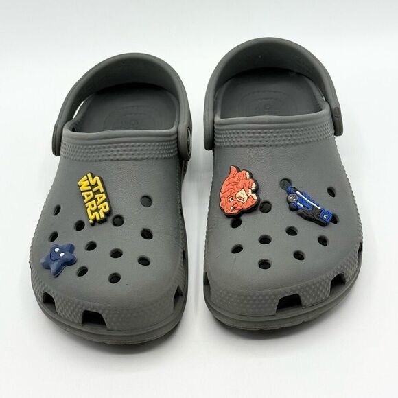 CROCS Other - Crocs Gray Sandals with Misc Jibbitz - Big Kid C12